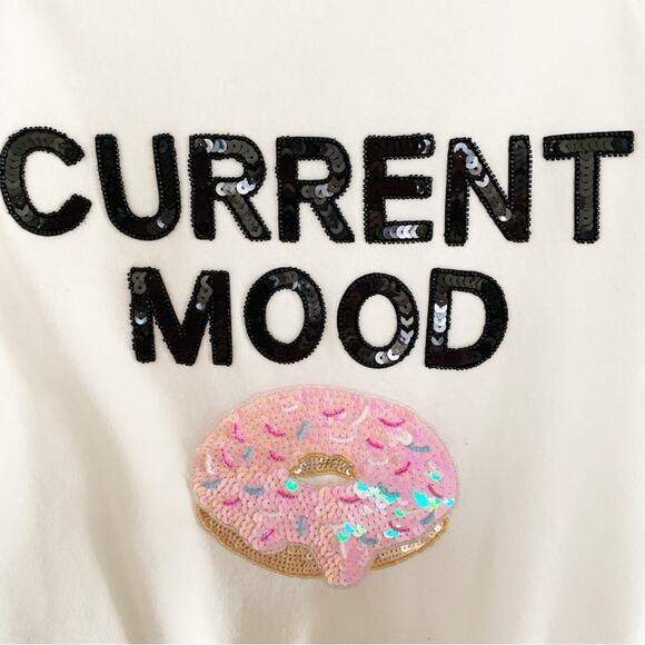 Bow & Drape Embellished Donut Current Mood White Sweatshirt Medium - Picture 3 of 7